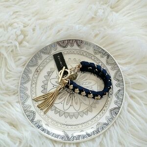 Limited Braided Bracelet Navy Blue Gold Tassel Chunky